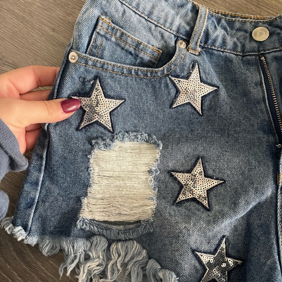 Sparkly star high waisted cheeky shorts - Picture 2 of 7